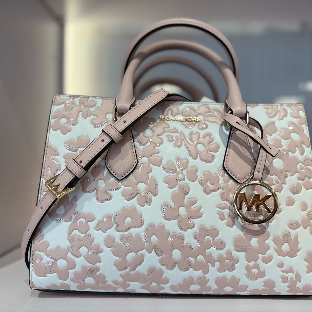 Michael Kors Pink and White Floral Handbag